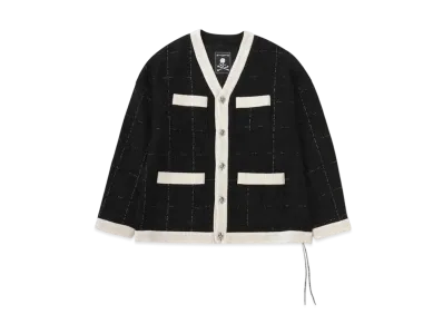 mastermind WORLD Tweed Cardigan "Black White"