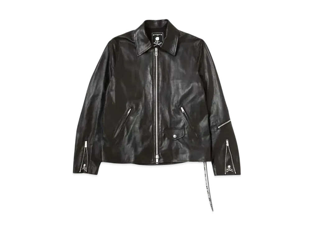 mastermind WORLD Leather Zip Up Jacket "Black"