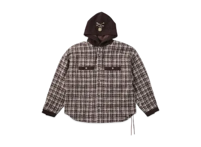 mastermind WORLD Hooded Tweed Shirts "Brown"