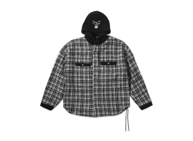 mastermind WORLD Hooded Tweed Shirts "Black"