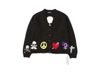 mastermind WORLD Oversized Cashmere Handknitted Cardigan "Black"