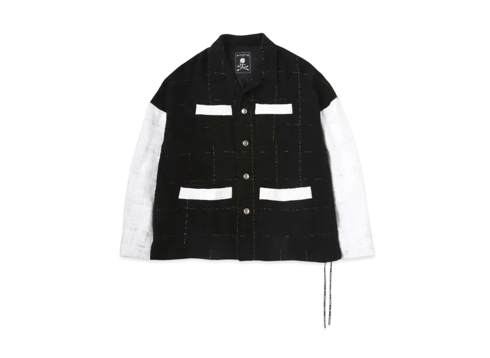 mastermind WORLD Tweed Shirt Jacket "Black White"