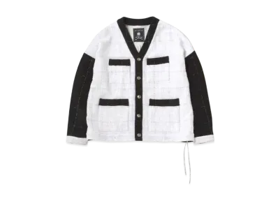 mastermind WORLD Tweed Cardigan "White Black"