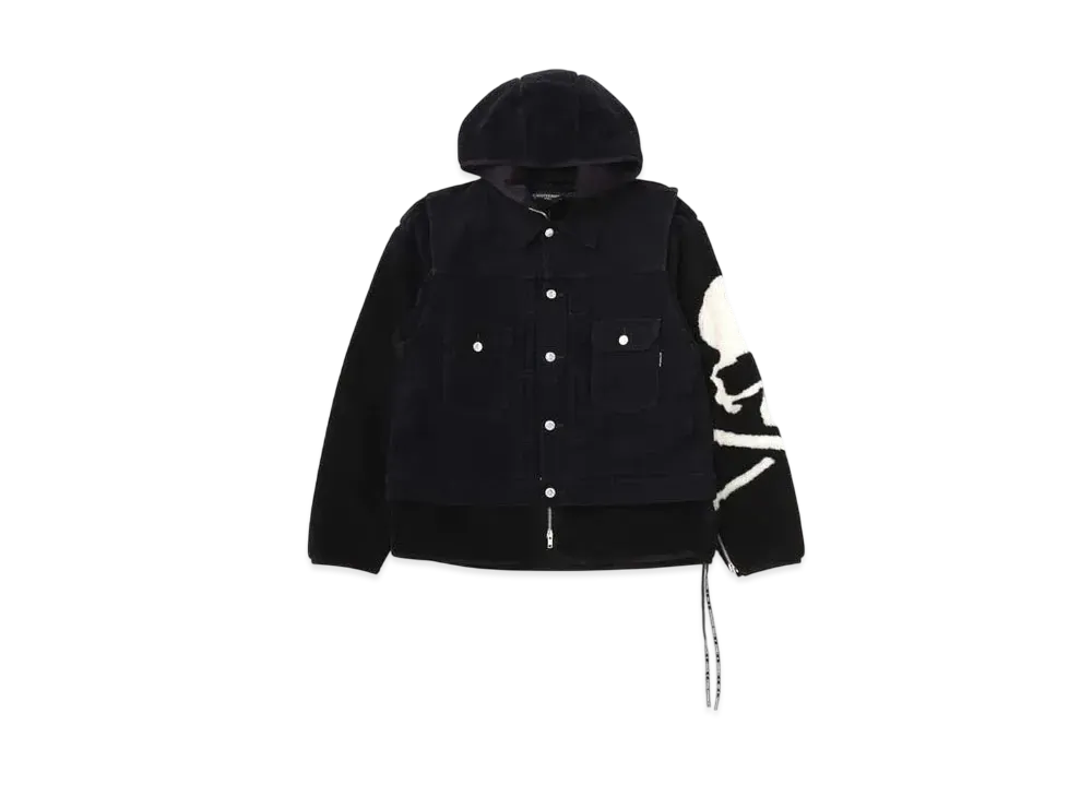 mastermind WORLD Stretch Denim Hooded Trucker Jacket With Vest "Black"