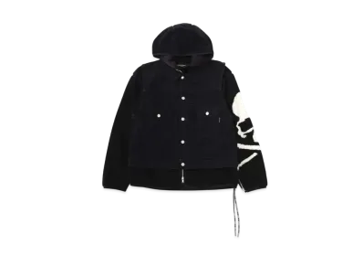 mastermind WORLD Stretch Denim Hooded Trucker Jacket With Vest "Black"