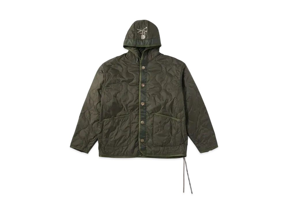 mastermind WORLD Skull Quilted Hooded Jacket "Olive"