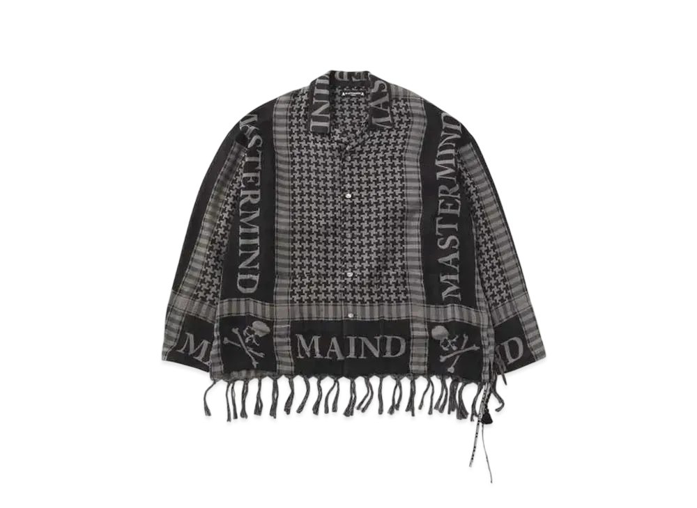 mastermind WORLD Fringe Stole LS Shirt "Gray"