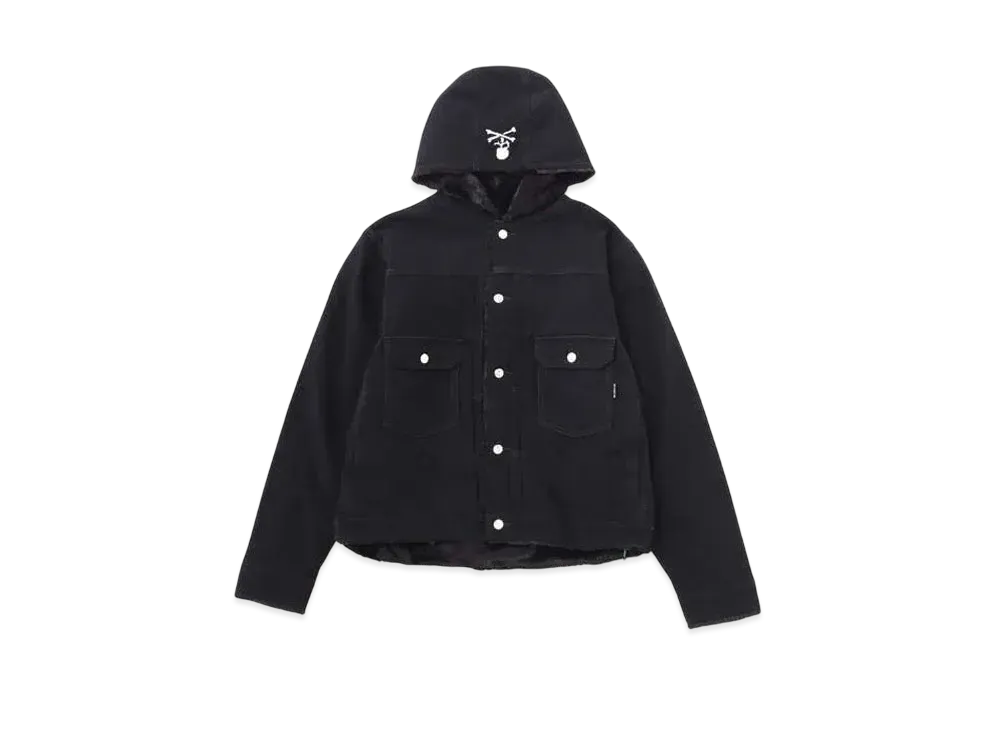 mastermind WORLD Denim Hooded Jacket Embroidery "Black"