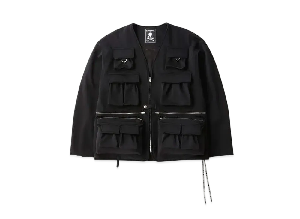 mastermind WORLD Jersey Multi Pockets Cardigan "Black"