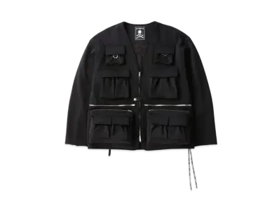 mastermind WORLD Jersey Multi Pockets Cardigan "Black"