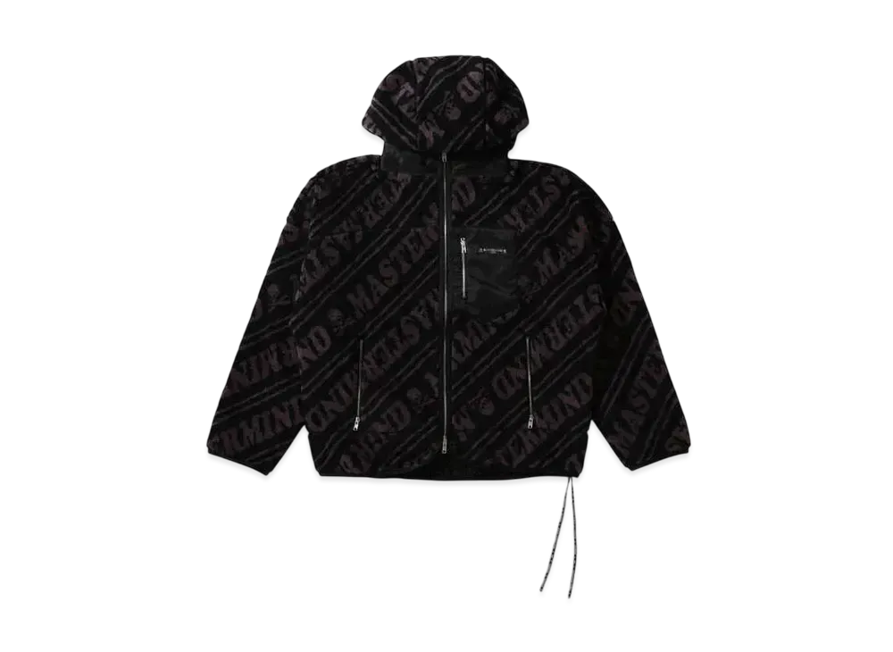 mastermind WORLD Oversized Sherpa All-Over Zip Over Hoodie "Black Charcoal"