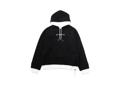 mastermind WORLD Boxy Layered Hoodie "Black White"