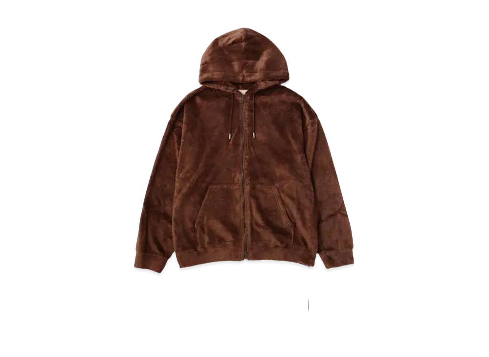 mastermind WORLD Boxy Sherpa Zip Up Hoodie "Brown"