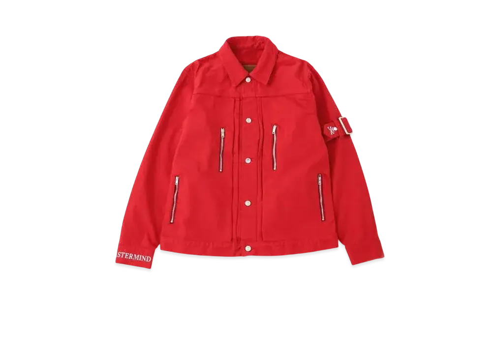mastermind WORLD Bondage Denim Jacket "Red"