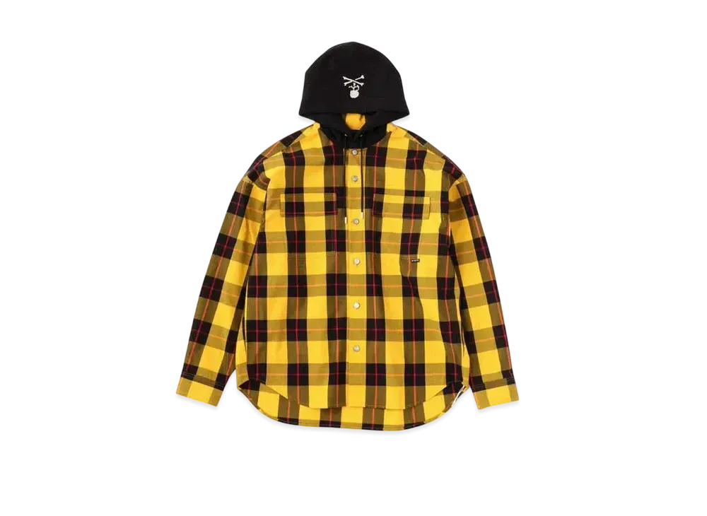 mastermind WORLD Block Plaid LS Hooded Shirt "Yellow (Block Plaid)"