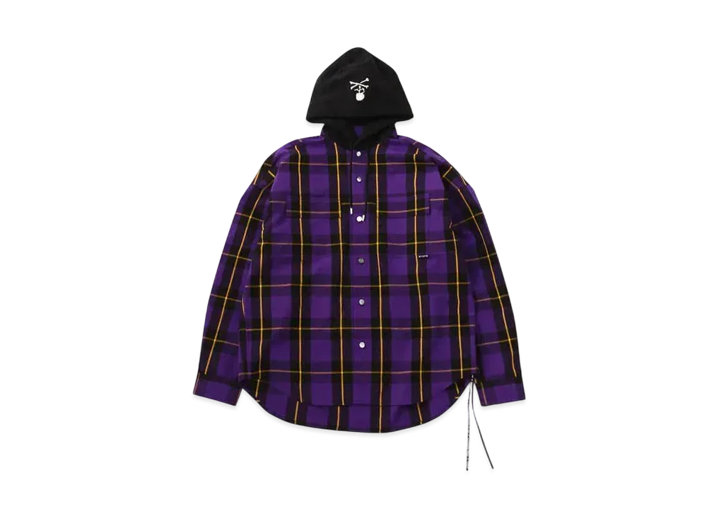mastermind WORLD Block Plaid LS Hooded Shirt "Purple Base (Purple Plaid)"