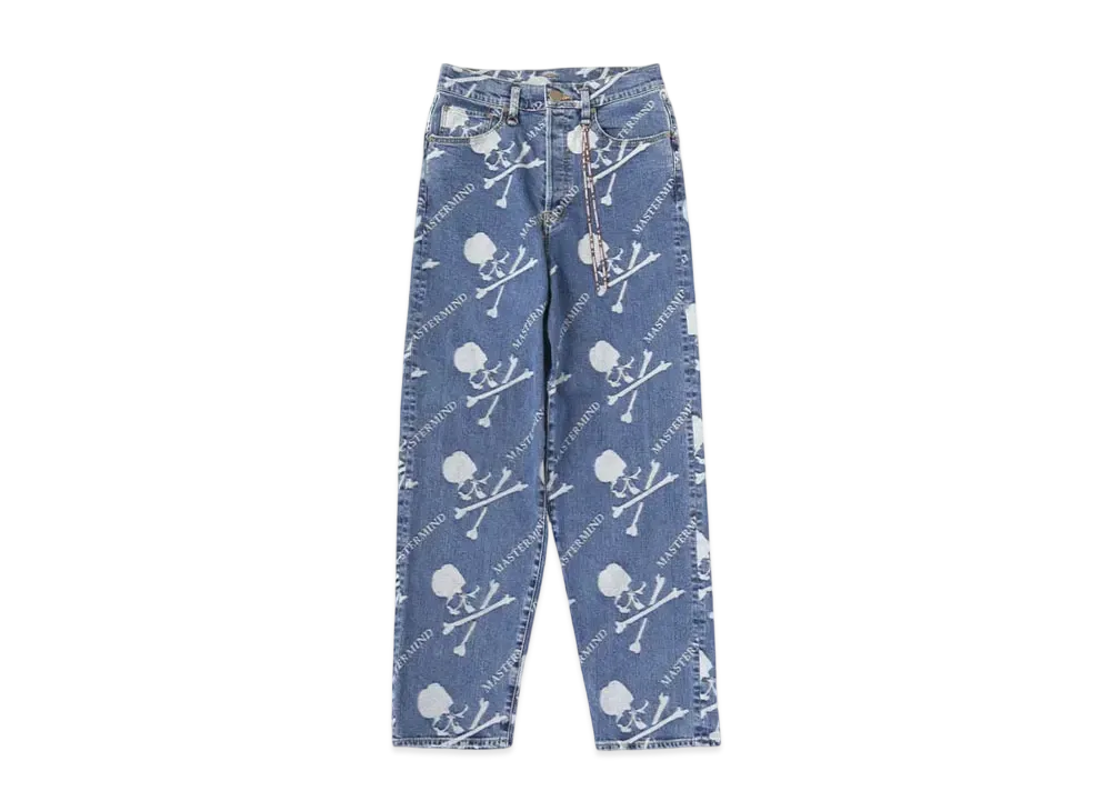 mastermind WORLD Water Repellent Monogram Denim Pants Buggy Fit "Indigo"