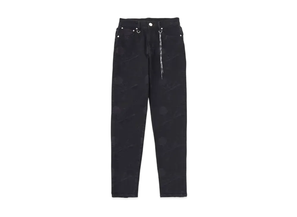 mastermind WORLD Water Repellent Monogram Denim Pants Slim Tapered Fit "Black"
