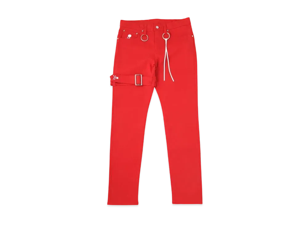 mastermind WORLD Bondage Denim Pant Skinny "Red"