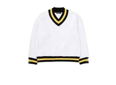 mastermind WORLD Boxy Tennis V.Neck Sweater "White (Yellow Line)"