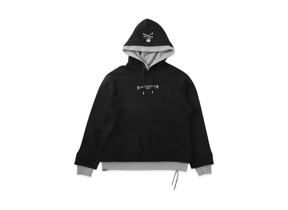mastermind WORLD Layered Hoodie "Black Top Gray"