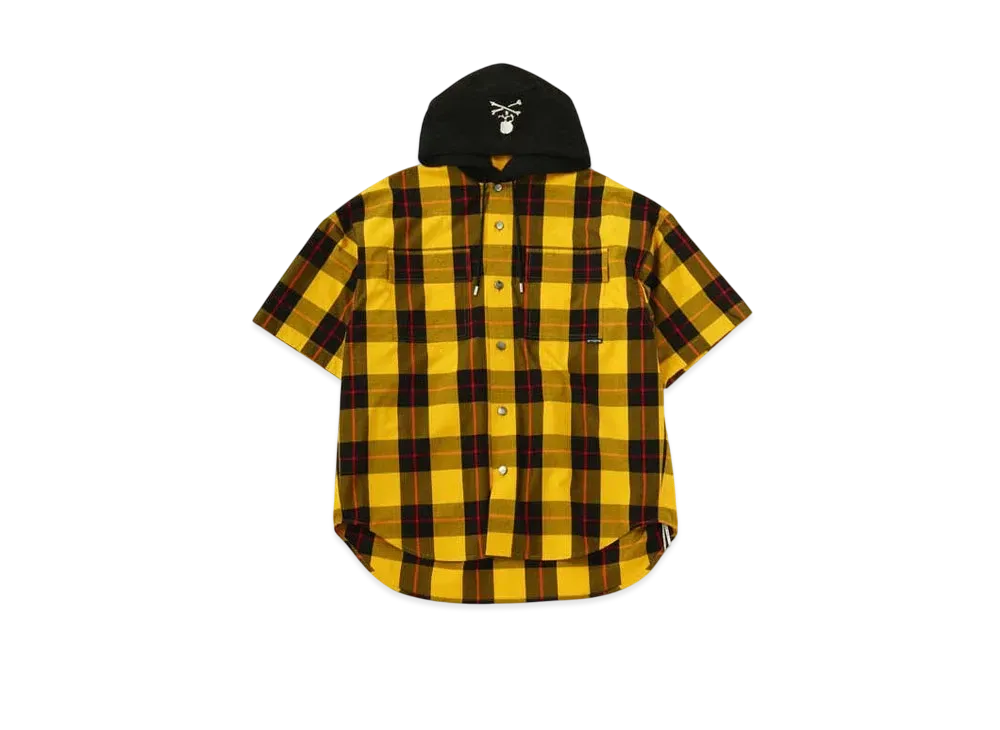 mastermind WORLD Block Plaid SS Hooded Shirt "Yellow (Block Plaid)"
