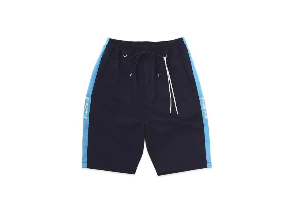 mastermind WORLD Loose Side Line Track Shorts "Navy Sky Blue"