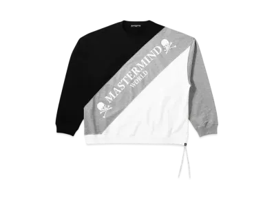 mastermind WORLD Boxy Diagonal Switching Crewneck "Black Top Gray White"