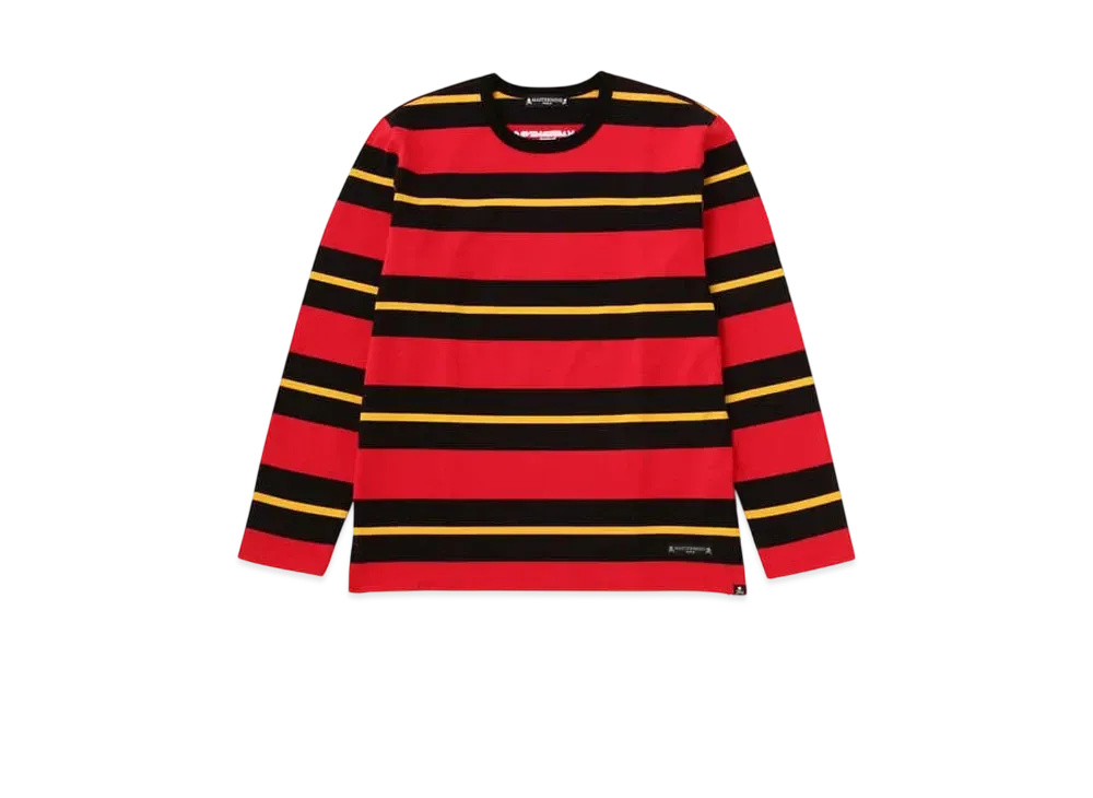 mastermind WORLD 3 Color Striped 3 4 Tee "Red Black Yellow"