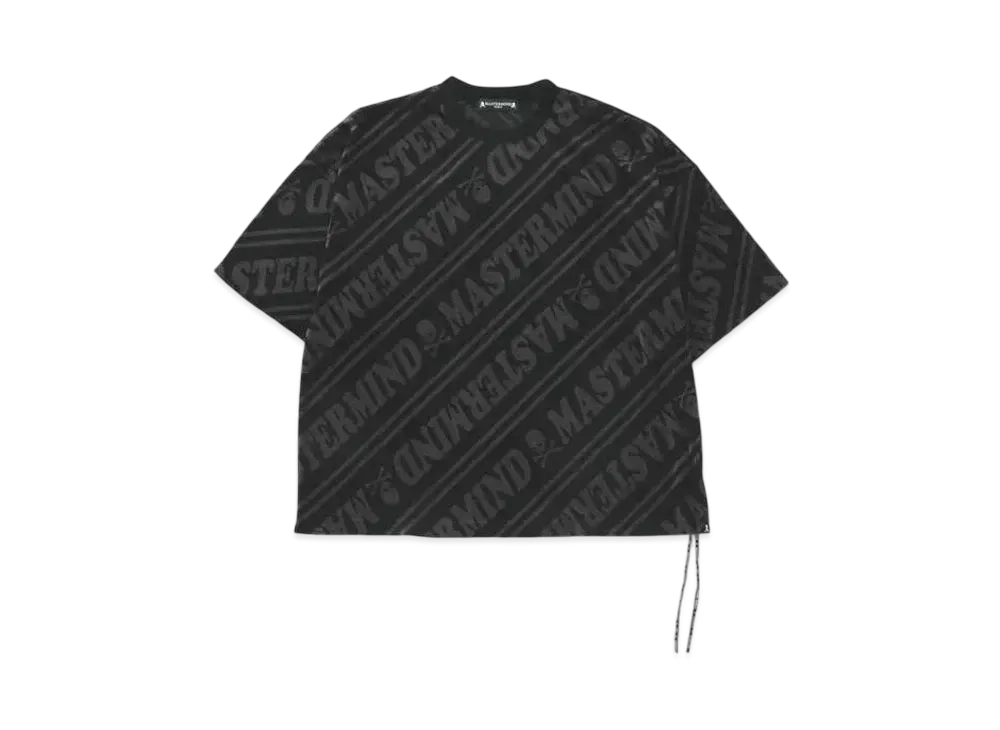 mastermind WORLD Boxy Velour Diagonal Tee "Black Charcoal"
