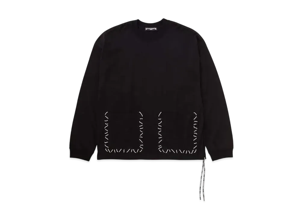 mastermind WORLD Boxy Hand Stitched LS Tee "Black"