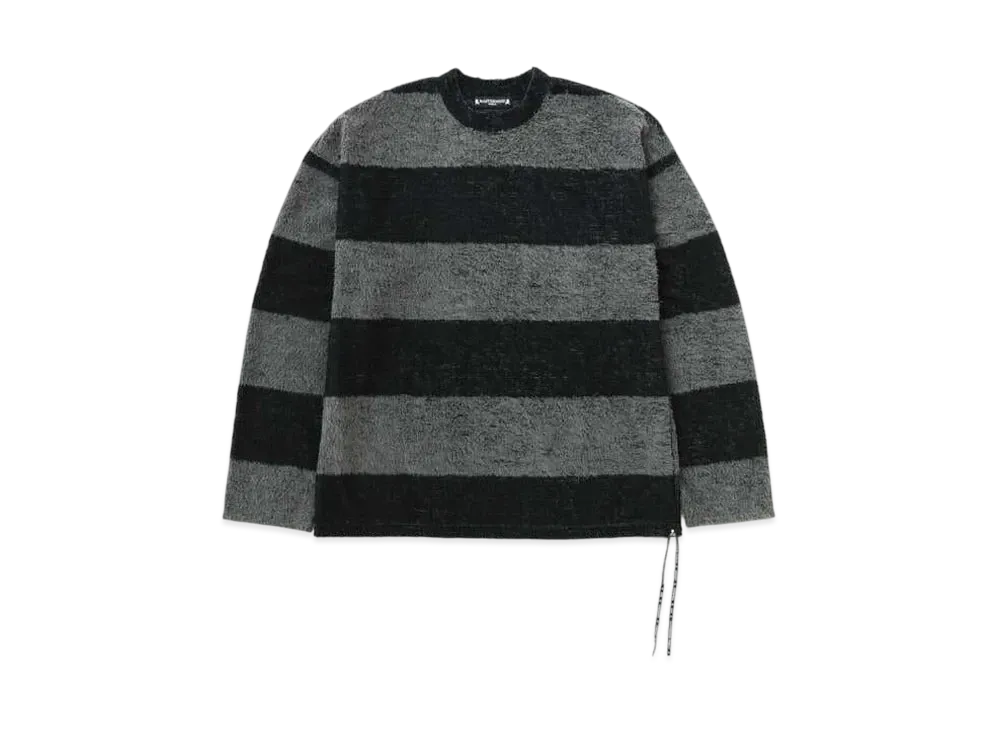 mastermind WORLD Boxy Pile Striped LS Tee "Black Gray"