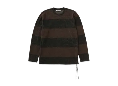 mastermind WORLD Pile Striped LS Tee "Black Brown"