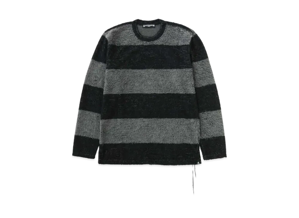 mastermind WORLD Pile Striped LS Tee "Black Gray"