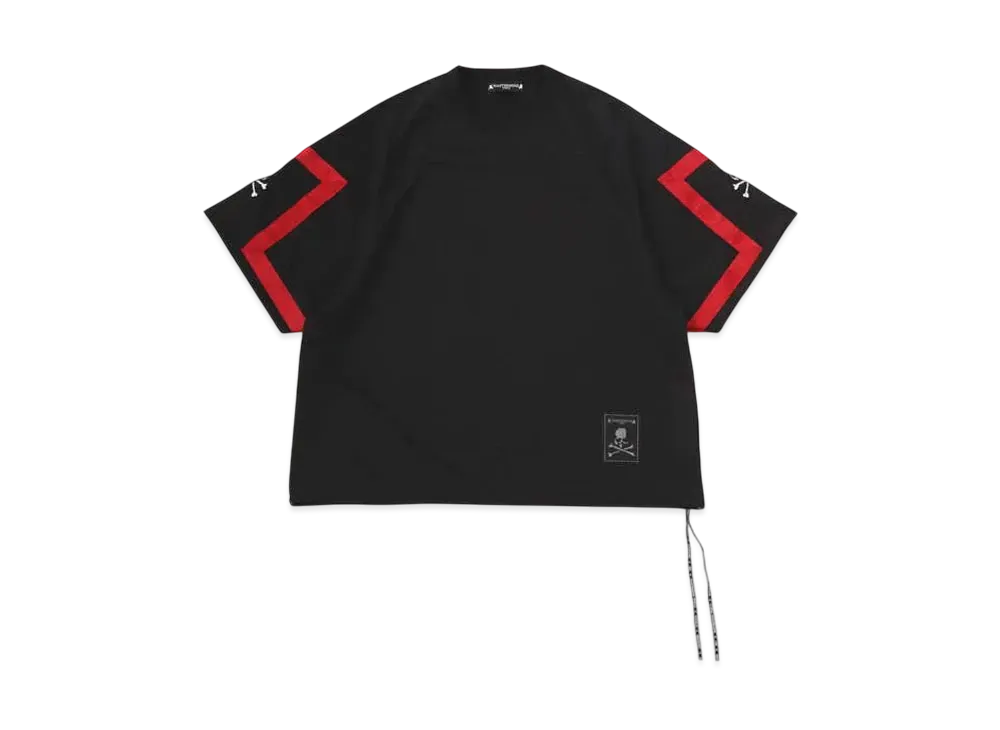 mastermind WORLD Oversized Jacquard Tape Tee "Black (Red Tape)"
