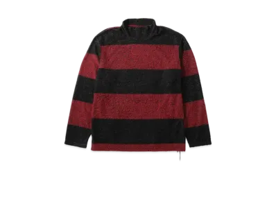 mastermind WORLD Pile Stripe Hi Neck LS Tee "Black Red"