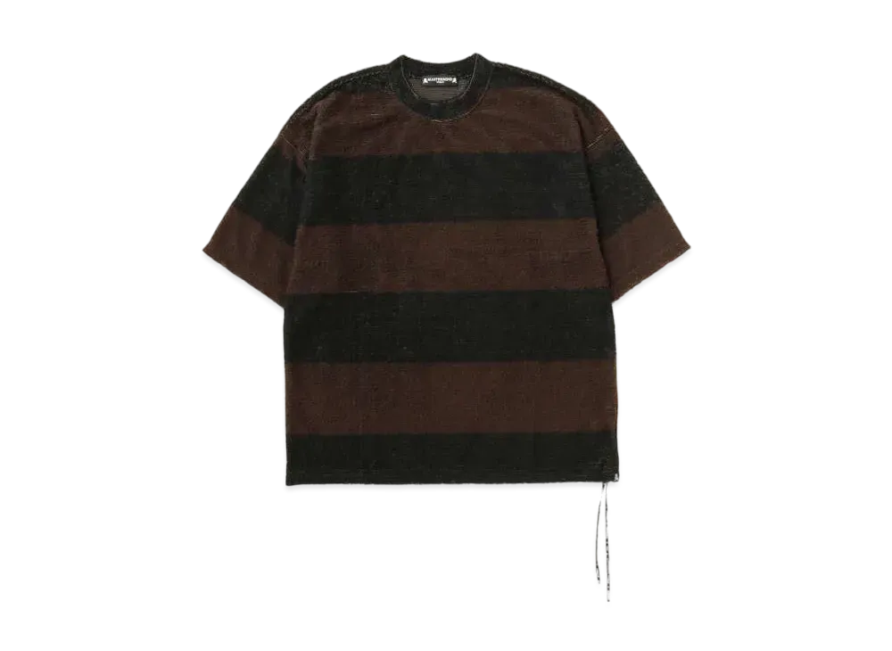 mastermind WORLD Boxy Pile Striped Tee "Black Brown"