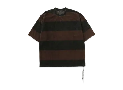 mastermind WORLD Boxy Pile Striped Tee "Black Brown"
