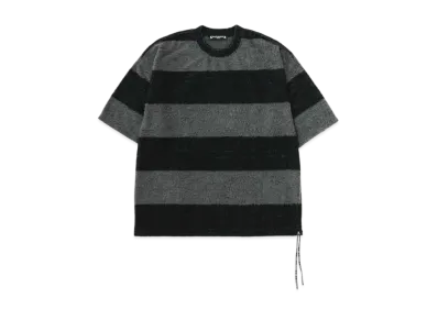 mastermind WORLD Boxy Pile Striped Tee "Black Gray"