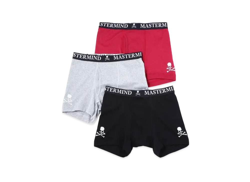 mastermind WORLD Cotton Boxer (Set Of 3) "Red Gray Black"
