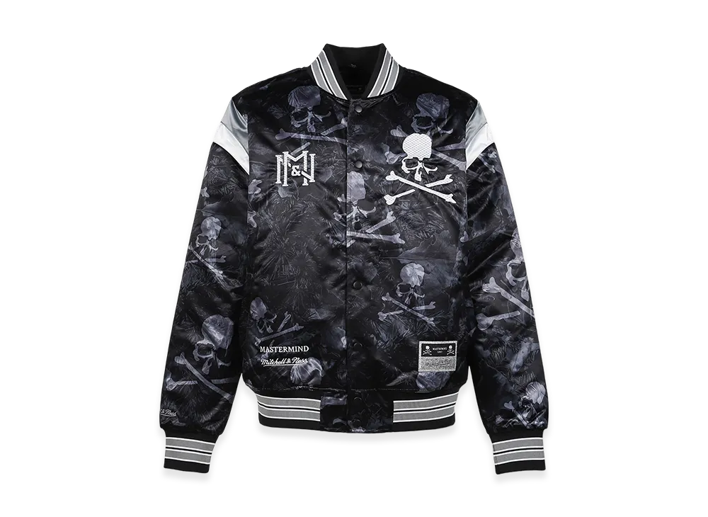 MASTERMIND WORLD x Mitchell&Ness Print Satin JKT "Black"