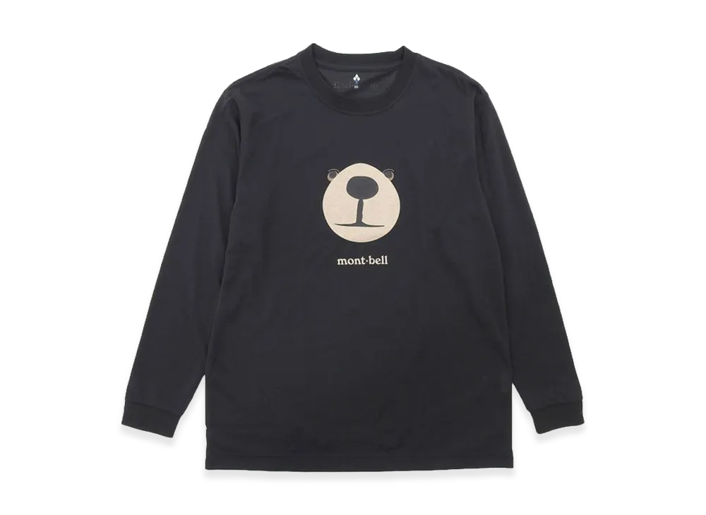 mont-bell WIC. Long Sleeve T-Shirt Monta Bear Face "Black"