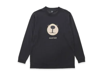 mont-bell WIC. Long Sleeve T-Shirt Monta Bear Face "Black"