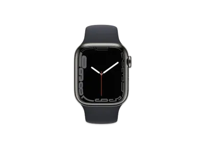 Apple Watch Series 7 (GPS + Cellular Model) 41mm Graphite Stainless Steel Case Midnight Sportsband Regular "Black" MNC23JA