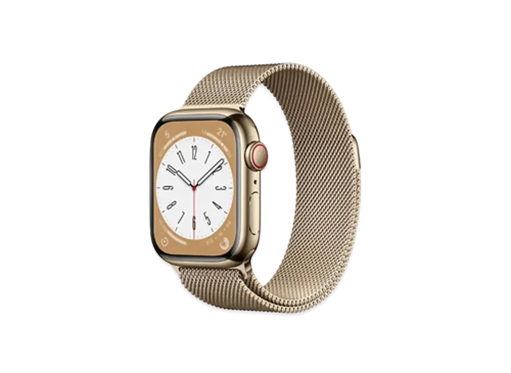 Apple Watch Series 8 (GPS + Cellular Model) 41mm Gold Stainless Steel Case Gold Milanese Loop "Gold"