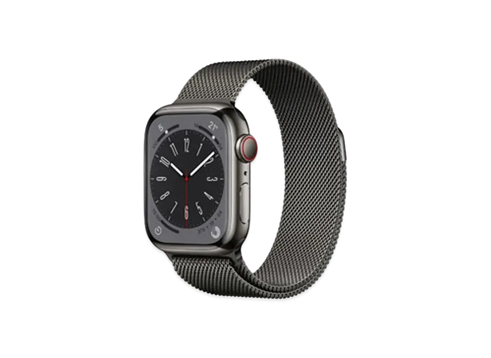 Apple Watch Series 8 (GPS + Cellular Model) 41mm Graphite Stainless Steel Case Graphite Milanese Loop "Black"