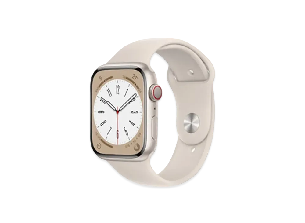 Apple Watch Series 8 (GPS + Cellular Model) 45mm Starlight Aluminiumcase Starlight Sportsband Regular "Silver"