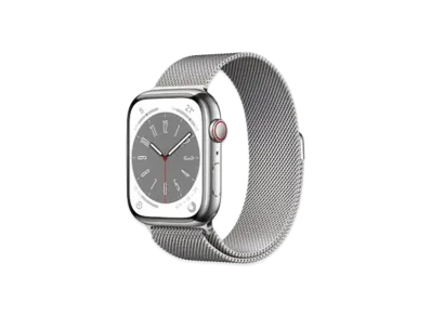 Apple Watch Series 8 (GPS + Cellular Model) 45mm Silver Stainless Steel Case Silver Milanese Loop "Silver"