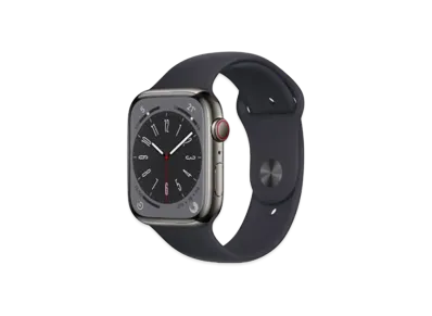 Apple Watch Series 8 (GPS + Cellular Model) 45mm Graphite Stainless Steel Case Midnight Sportsband Regular "Black"