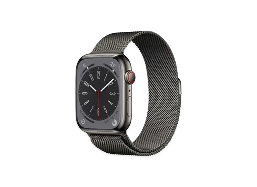 Apple Watch Series 8 (GPS + Cellular Model) 45mm Graphite Stainless Steel Case Graphite Milanese Loop "Black"